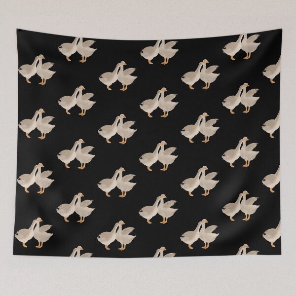 Item preview, Cute cozy Christmas illustration of geese near a burning fireplace. Geese in Love designed and sold by Grin Katalina Floral Patterns & Cozy Art.