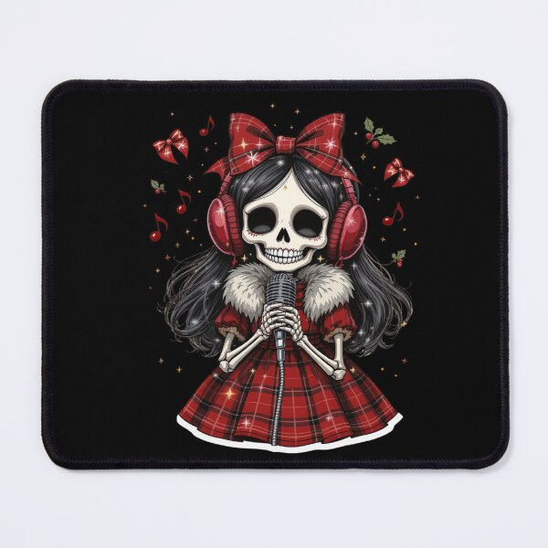 Item preview, Carol Singer Skeleton Girl | Cute Gothic Christmas Music Design designed and sold by ColorSplash123.