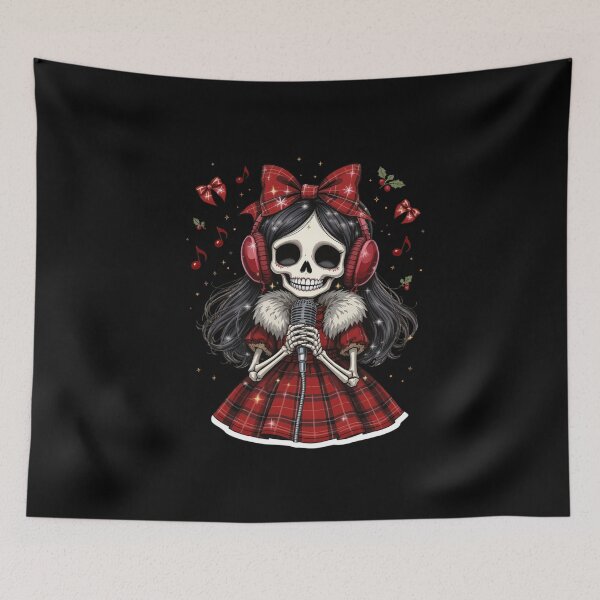 Item preview, Carol Singer Skeleton Girl | Cute Gothic Christmas Music Design designed and sold by ColorSplash123.