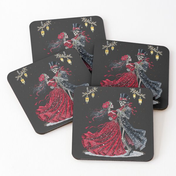 Item preview, Christmas Dance Skeleton Couple | Romantic Gothic Holiday Design designed and sold by ColorSplash123.