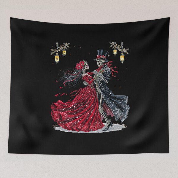 Item preview, Christmas Dance Skeleton Couple | Romantic Gothic Holiday Design designed and sold by ColorSplash123.