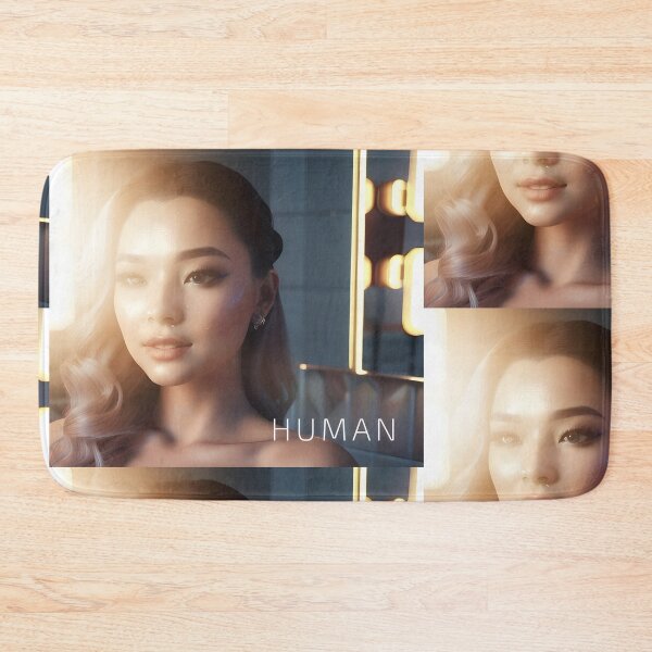 Item preview, "HUMAN" Ironic Android Portrait - Cyberpunk Glamour Girl in Vanity Lights designed and sold by SergioMiklos.