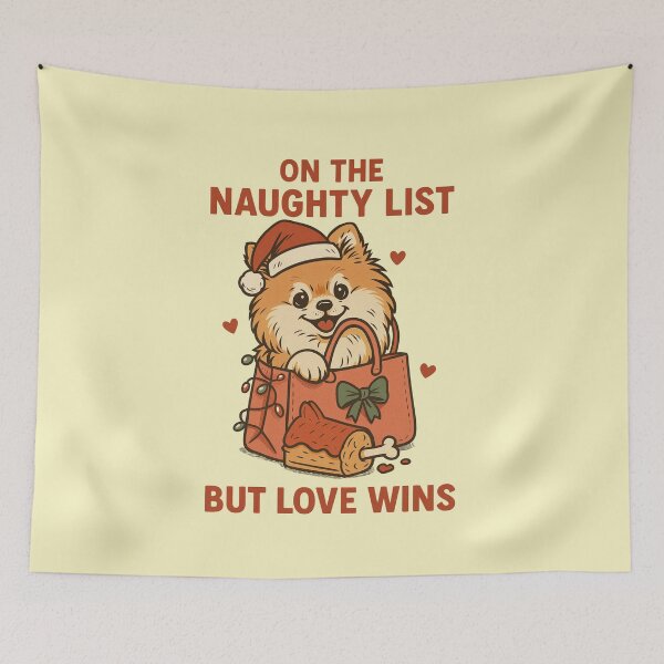 Item preview, Pomeranian Christmas – On the Naughty List but Love Wins designed and sold by Meandmyshop.