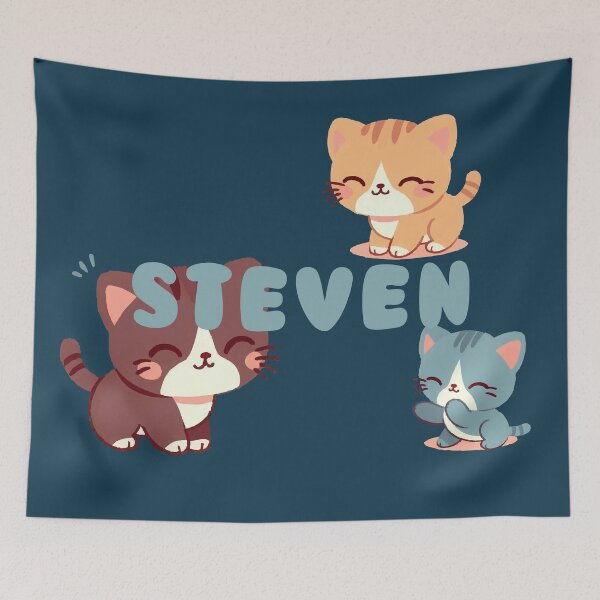 Item preview, Cute Cats and Name Steven – Kawaii Personalized Design designed and sold by karolinahinc.