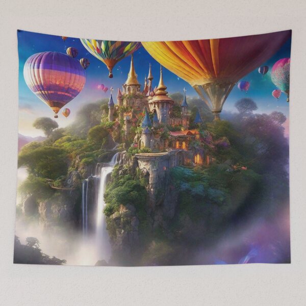 Item preview, Fantasy Castle with Hot Air Balloons designed and sold by afrancisCL.