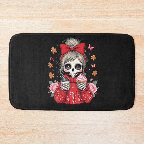 Item preview, Coffee & Cupcake Skeleton Girl | Cozy Gothic Christmas Design designed and sold by ColorSplash123.
