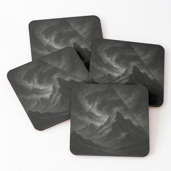 Item preview, Monochrome Mountain Majesty – Dark Minimal Landscape Art designed and sold by NoctaHike.