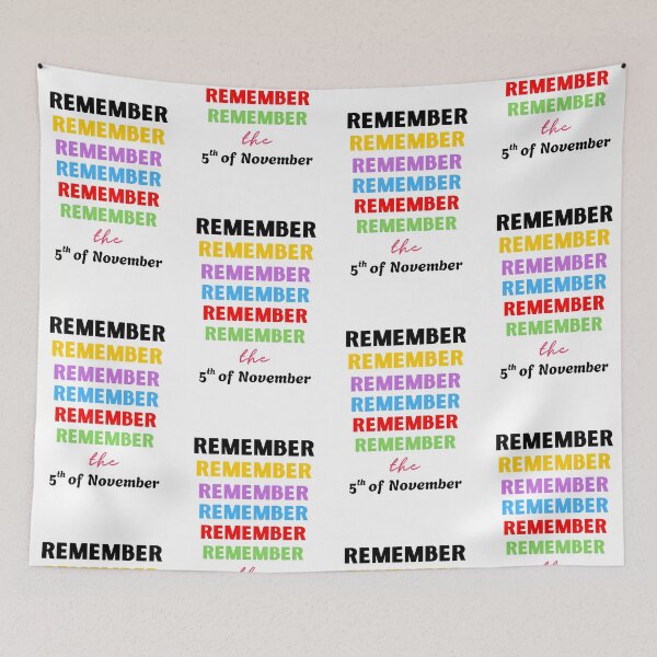 Item preview, “REMEMBER the Fifth – Guy Fawkes Night Typography Art” designed and sold by PixelInfinite.