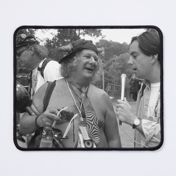 Item preview, Wavy Gravy Being Interviewed On Site At Woodstock 94 - BW Photograph designed and sold by ConcertImages.