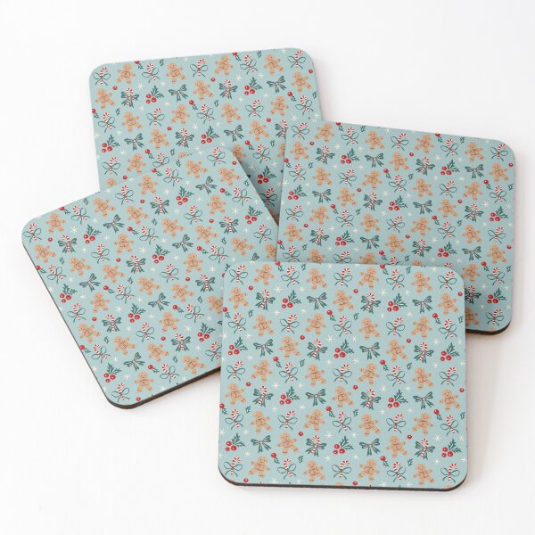 Item preview, Retro christmas gingerbread pattern on blue designed and sold by Miss-Belle.