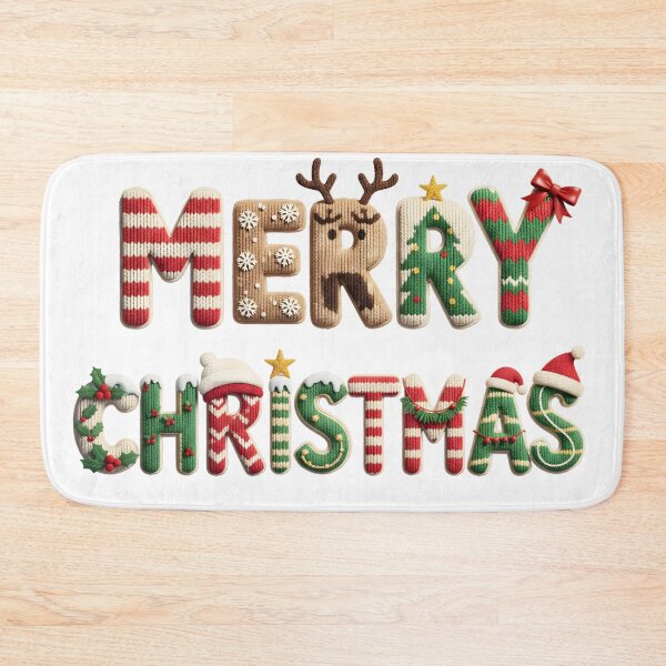 Item preview, Merry Christmas Faux Yarn Knitted Letters – Realistic Chunky Knit Holiday Text Design designed and sold by SaicoGN.