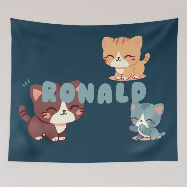 Item preview, Cute Cats and Name Ronald – Kawaii Personalized Design designed and sold by karolinahinc.