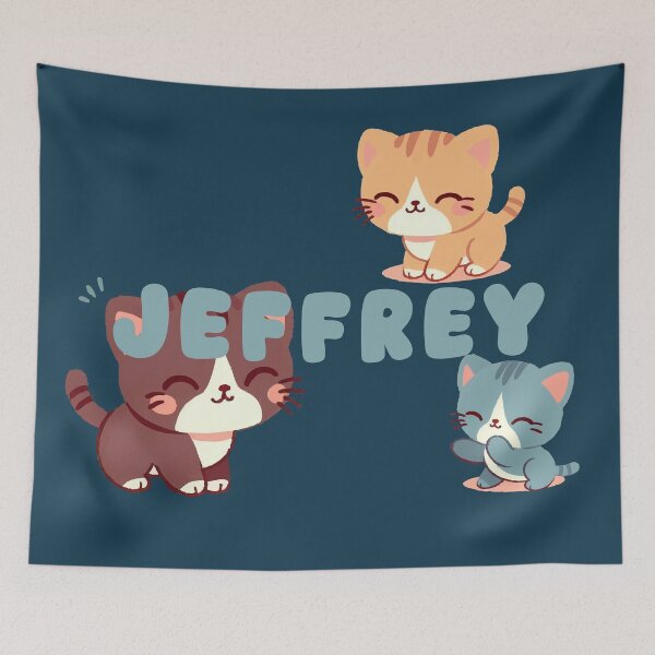 Item preview, Cute Cats and Name Jeffrey – Kawaii Personalized Design designed and sold by karolinahinc.