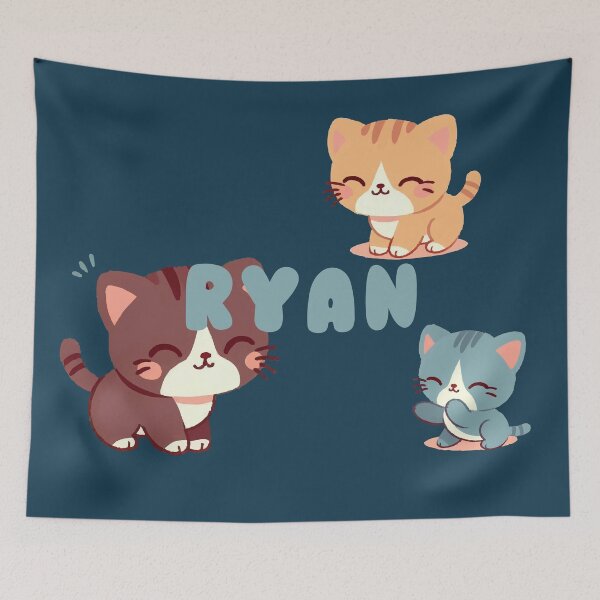 Item preview, Cute Cats and Name Ryan – Kawaii Personalized Design designed and sold by karolinahinc.