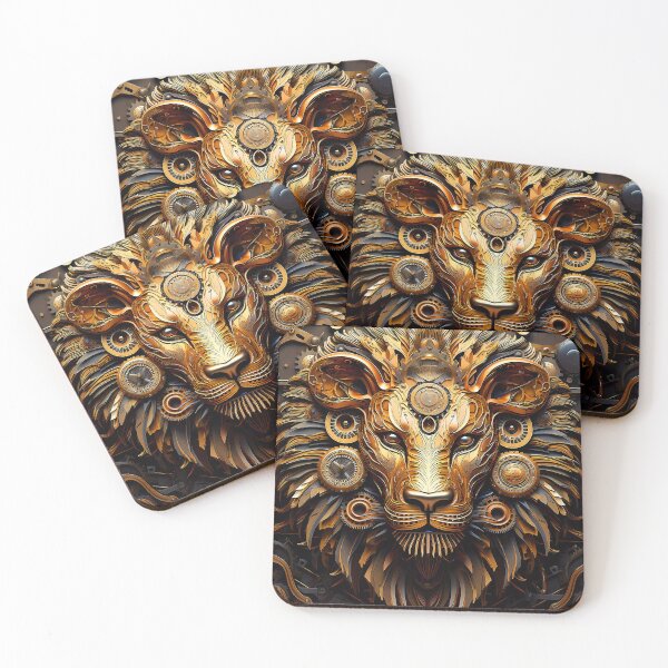 Item preview, Steampunk Lion Majestic Golden And Coppery Hues Face designed and sold by DEC02.