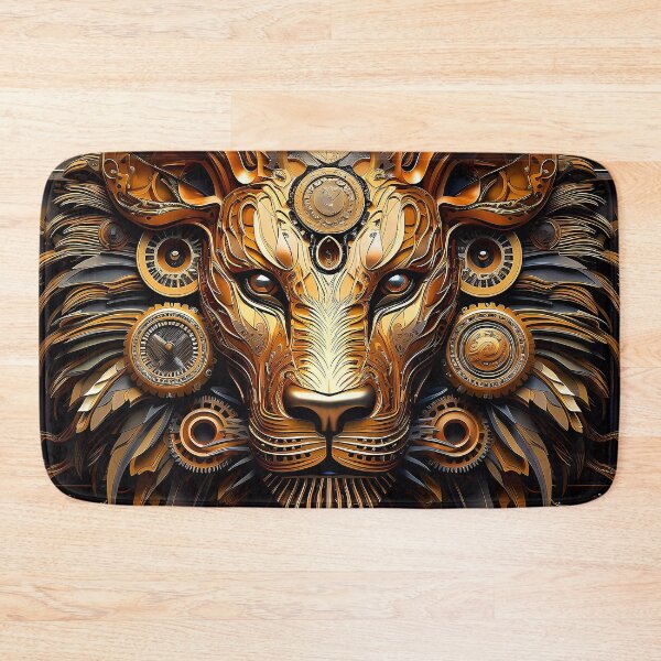 Item preview, Steampunk Lion Majestic Golden And Coppery Hues Face designed and sold by DEC02.