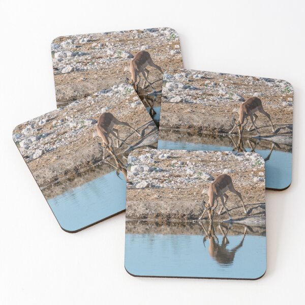 Item preview, Mirror Drink at the Waterhole, Springbok, Etosha Namibia designed and sold by DavideAntoniani.