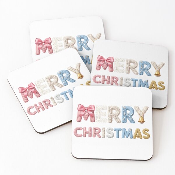 Item preview, Coquette Pastel Merry Christmas – Faux Yarn Chunky Knit Text Design designed and sold by SaicoGN.
