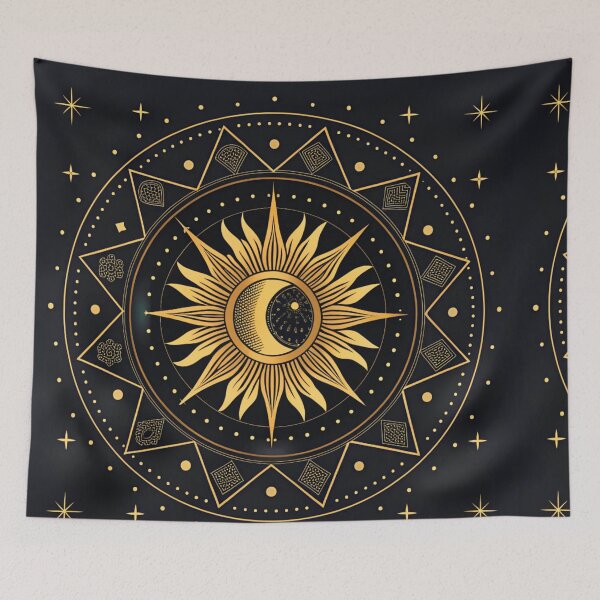 Item preview, Radiant golden sun partially covered by black moon . designed and sold by Lucky 777.