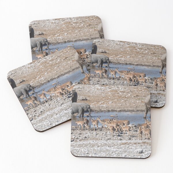 Item preview, Crowded Waterhole — Impalas and Giants at Etosha, Namibia designed and sold by DavideAntoniani.