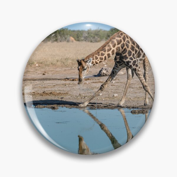 Item preview,  Mirror at the Waterhole — Giraffe Drinking, Etosha, Namibia designed and sold by DavideAntoniani.