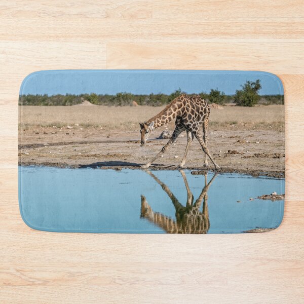 Item preview,  Mirror at the Waterhole — Giraffe Drinking, Etosha, Namibia designed and sold by DavideAntoniani.