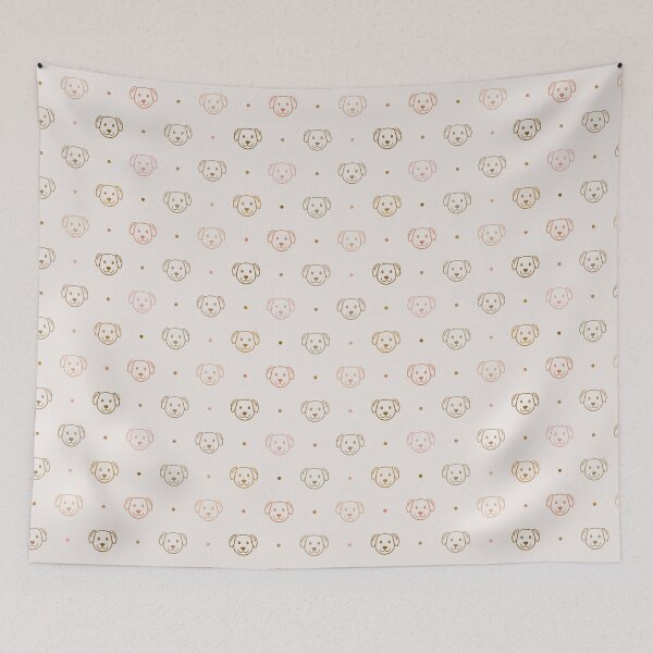 Item preview, Minimalist Cute Dog Faces And Polka Dots In Boho Earthy Colors designed and sold by EliveraDesigns.
