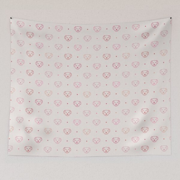 Item preview, Minimalist Cute Dog Faces And Polka Dots In Pink Shades designed and sold by EliveraDesigns.