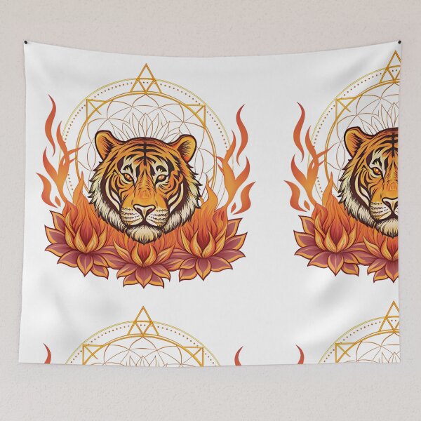 Item preview, Majestic tiger head with lotus petals designed and sold by Lucky 777.