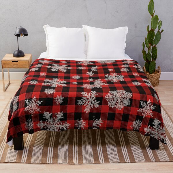 Item preview, Buffalo Plaid Christmas Pattern with Snowflakes – Red and Black Winter Holiday Design designed and sold by PixelVibe782.