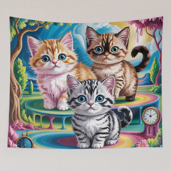 Item preview, Striped kittens,oil paint Salvador Dali. designed and sold by elegantpaterns.