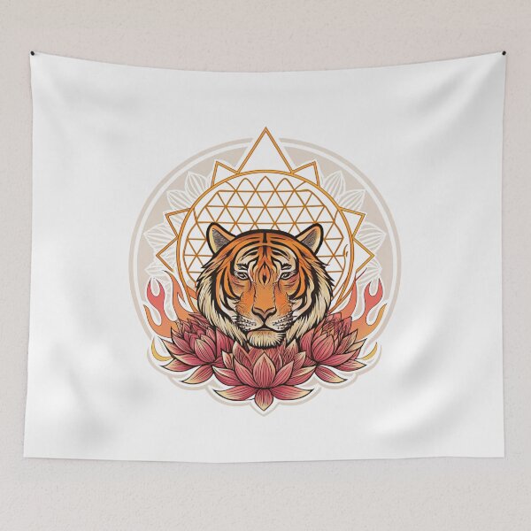 Item preview, Majestic tiger head with lotus petals designed and sold by Lucky 777.