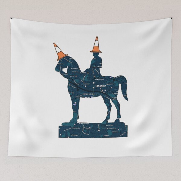 Item preview, Glasgow Icon Duke Wellington Cone Statue Map - Scottish City Gift Glasgow Street Art Print designed and sold by Loom on the Loch.