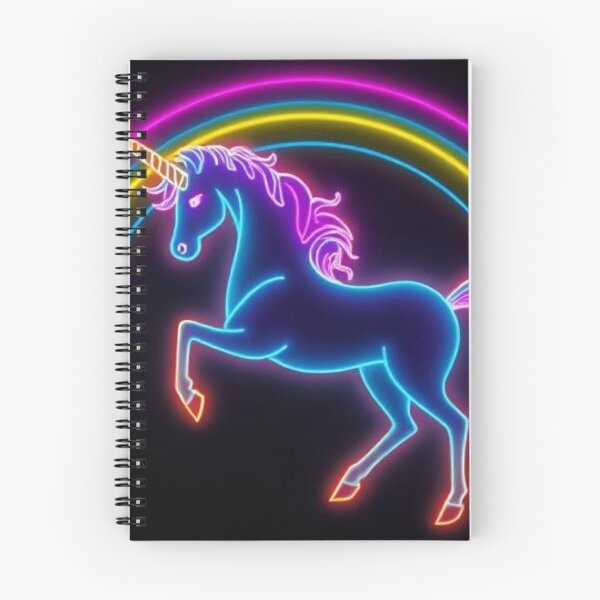 Artikelvorschau, Neon-Einhorn unter dem Regenbogen – Leuchtende Fantasy-Leuchtkunst entworfen und verkauft von Jeff's Good Mojo Dojo.