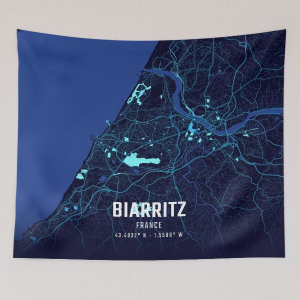 Item preview, Biarritz Midnight City Map designed and sold by HomeLivingCo.