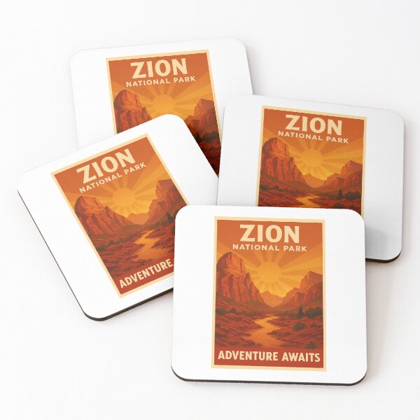 Item preview, Zion National Park – Adventure Awaits Retro Travel Poster | Vintage National Park Art Print designed and sold by CarolionDesigns.