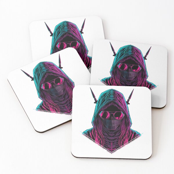 Item preview, Cyberpunk Assassin Hooded Figure | Neon Synthwave Art designed and sold by ArtCustomDesign.