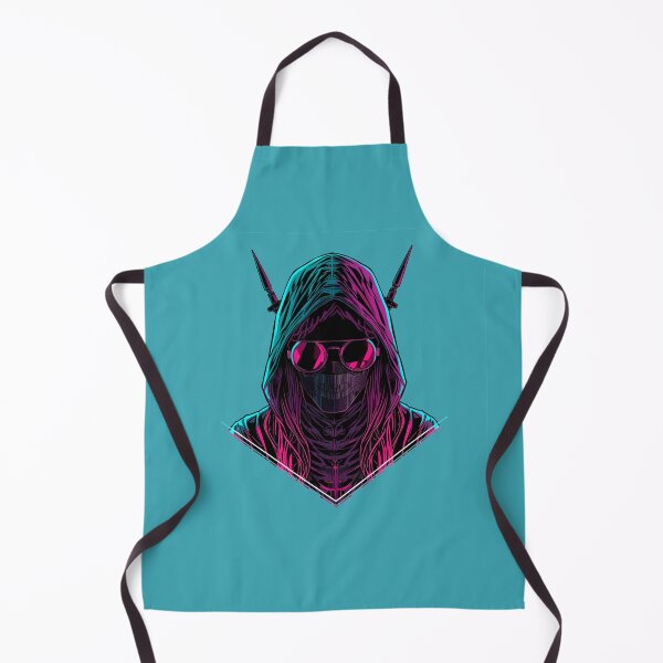 Item preview, Cyberpunk Assassin Hooded Figure | Neon Synthwave Art designed and sold by ArtCustomDesign.