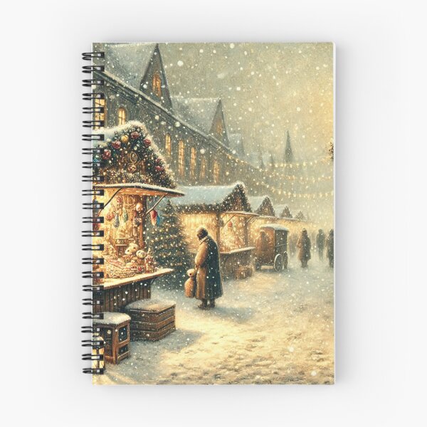 Item preview, Christmas market watercolor snowy scenery old times designed and sold by Meandmyshop.