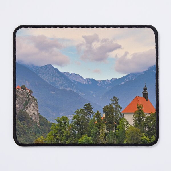Item preview, Lake Bled with Bled Castle and Pilgrimage Church of the Assumption of Maria tower,landscape,Slovenia designed and sold by goceris.