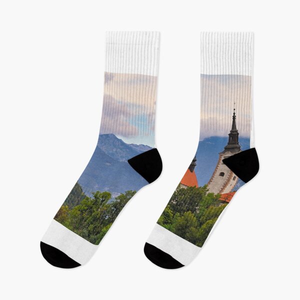 Item preview, Lake Bled with Bled Castle and Pilgrimage Church of the Assumption of Maria tower,landscape,Slovenia designed and sold by goceris.