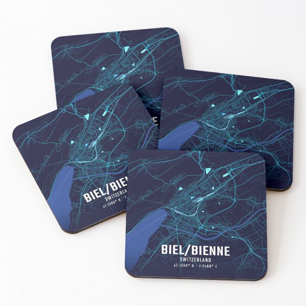 Item preview, Biel Bienne Midnight City Map designed and sold by HomeLivingCo.