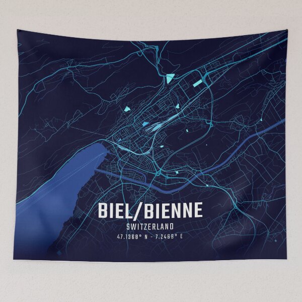 Item preview, Biel Bienne Midnight City Map designed and sold by HomeLivingCo.