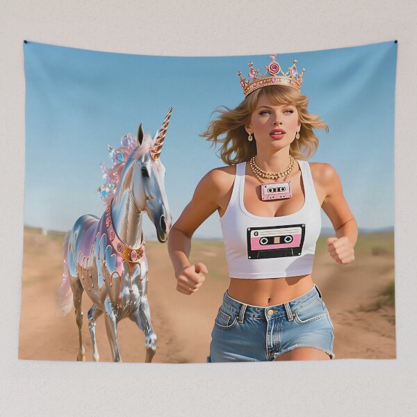 Item preview, Kayla Cassette Racing Her Pet Unicorn Drippy Rose designed and sold by WHITE FLAME PRINTS.