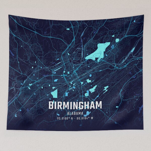 Item preview, Birmingham Alabama Midnight City Map designed and sold by HomeLivingCo.
