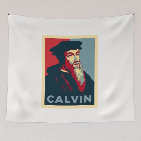 Item preview, John Calvin – Pop Art Portrait in Obama “Hope” Poster Style | Reformation & Theology Art designed and sold by AveCruxT.
