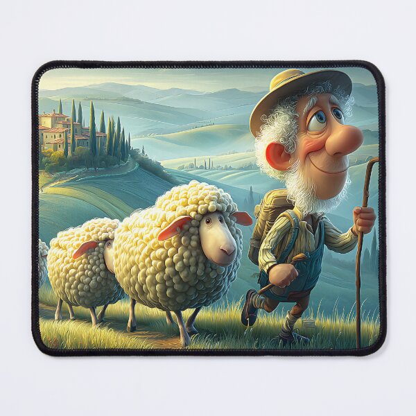 Item preview, Shepherd with Sheep in Beautiful Italian Landscape designed and sold by Artessie.
