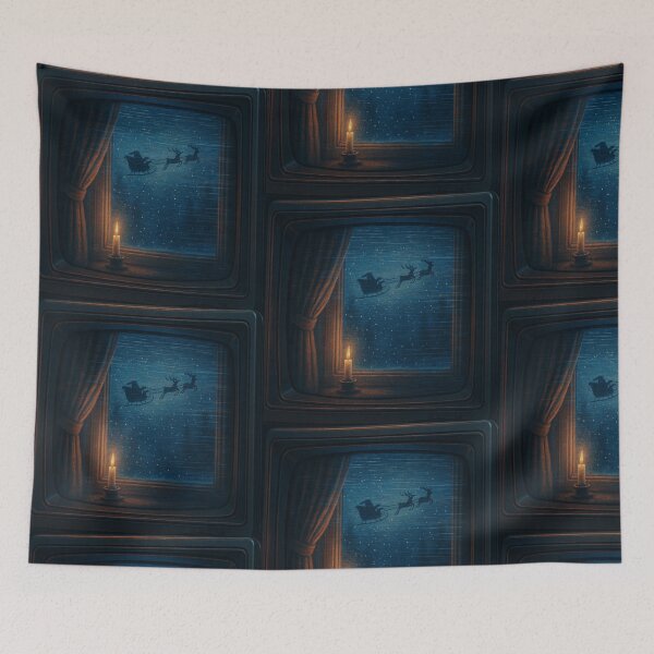 Item preview, Glitched Xmas CRT – Candlelit Window & Sleigh – Analog Glitch Nostalgia designed and sold by JacobKAurumhead.