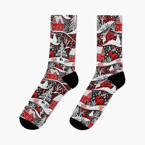 Item preview, Red black and white Christmas night designed and sold by Gaia Marfurt.