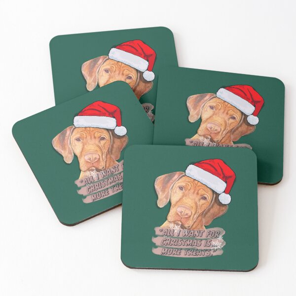 Item preview, Funny Vizsla Christmas Art - Cute Realistic Dog Painting with Santa Hat designed and sold by artlasak.